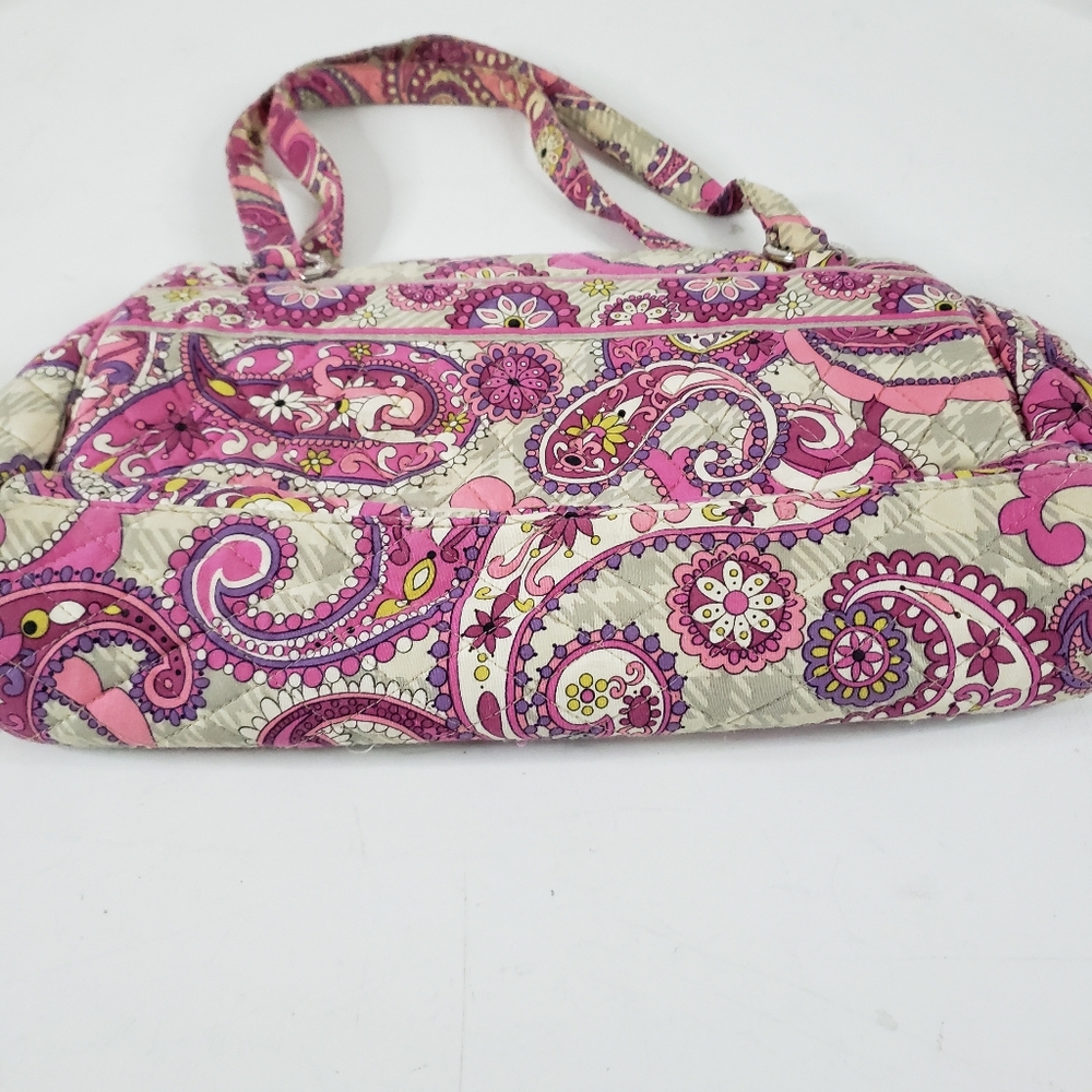 Vera Bradley Pink And Gray "Paisley Meets Plaid" Mandy Shoulder Bag Purse - Picture 3 of 6